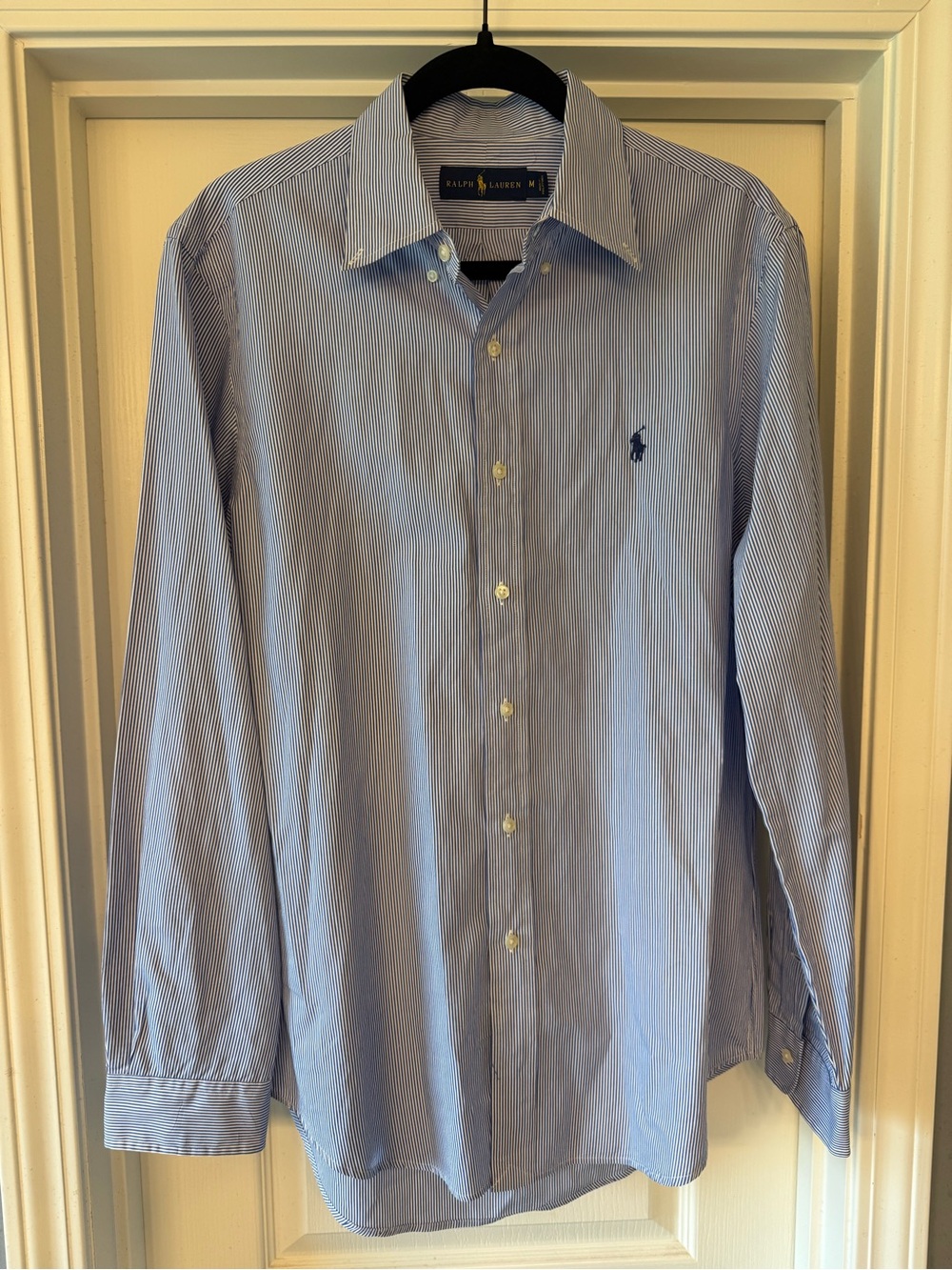 Ralph Lauren Men’s M Marines Fit Blue/White Striped Dress Shirt